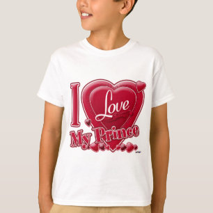 T-shirt I Love My Prince rouge - coeur