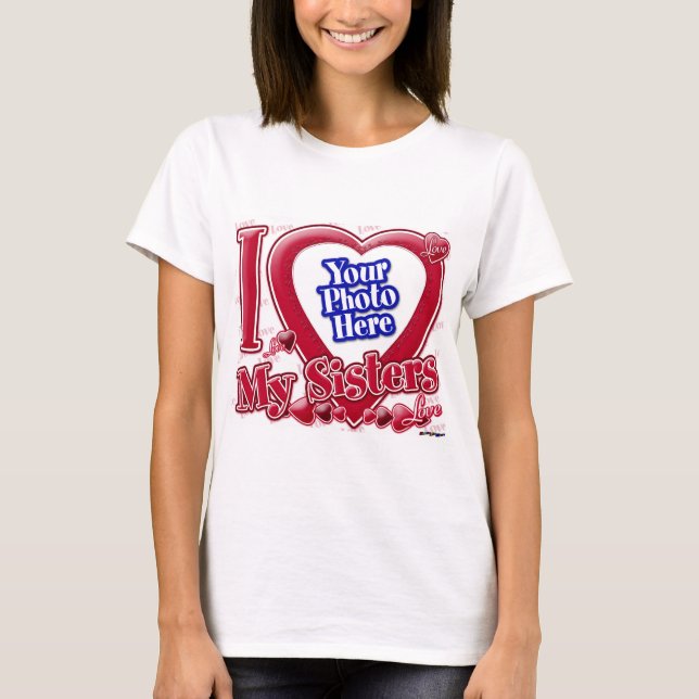 T-shirt I Love My Sisters coeur rouge - photo (Devant)