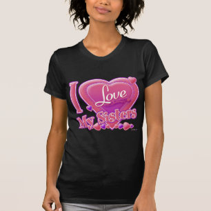 T-shirt I Love My Sisters rose/violet - coeur
