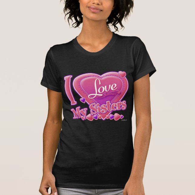 T-shirt I Love My Sisters rose/violet - coeur (Devant)