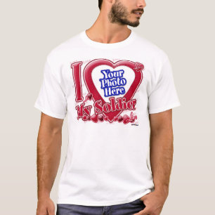 T-shirt I Love My Soldier coeur rouge - photo