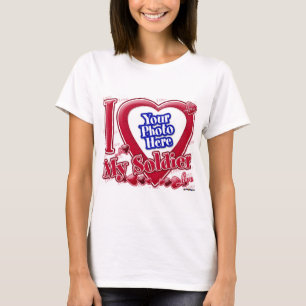 T-shirt I Love My Soldier coeur rouge - photo