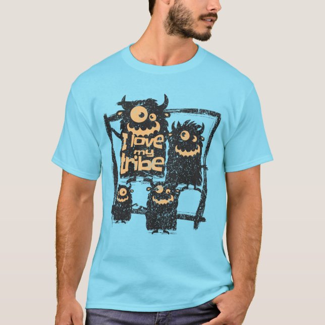 T-shirt I Love My Tribe Funny Famille Monstre Halloween (Devant)