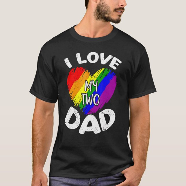T-shirt I Love My Two Moms Gay pride Lgbt Drapeau Lesbian (Devant)