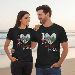 T-shirt I Love My Wife Heart Photo personnalisée