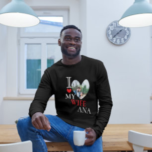 T-shirt I Love My Wife Heart Photo personnalisée