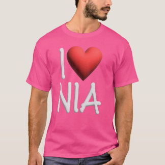 T-shirt I Love Nia Nom Fille Personnalisée Femme Ami Hea