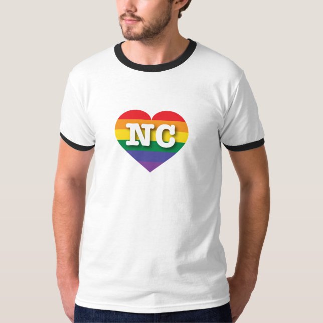 T-shirt I Love North Carolina Rainbow Heart (Devant)
