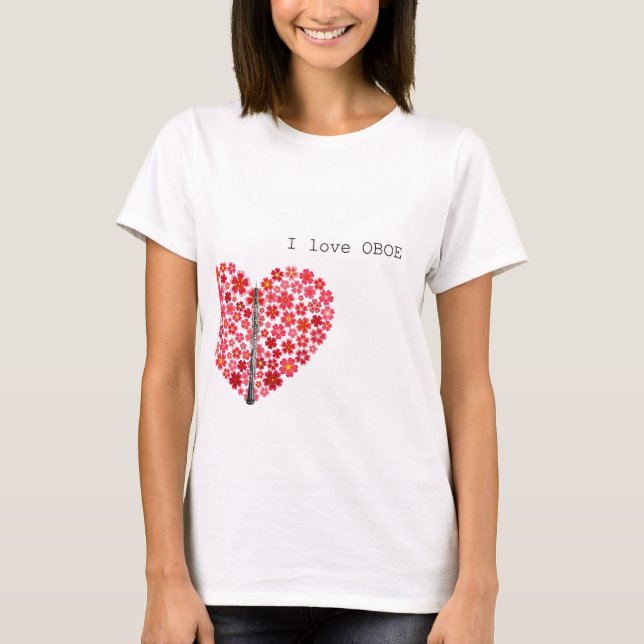 T-shirt I love OBOE T-shirts　オーボエTシャツ (Devant)