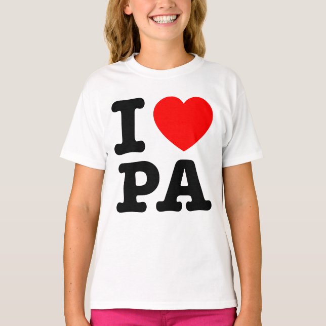 T-shirt I LOVE PA Pennsylvanie (Devant)