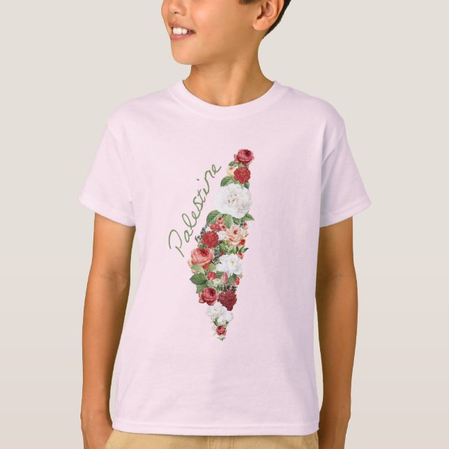 T-shirt I Love Palestine Ma patrie Carte palestinienne (Devant)