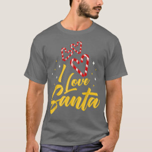 T-shirt I Love Père Noël Novelty Noël Sucre de canne Noël