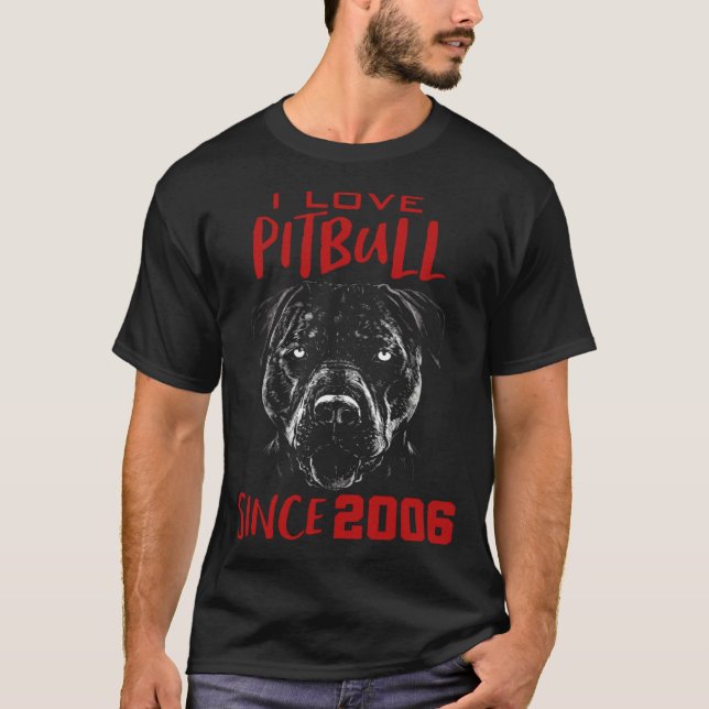 T-shirt I love pitbull since 2006 (Devant)