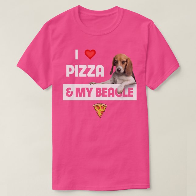 T-shirt I Love Pizza et mon propriétaire de chien Beagle P (Design devant)