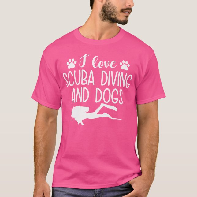 T-shirt I Love Plongée Sous-Marine Et Chiens Drôle Plongée (Devant)