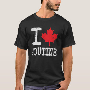 T-shirt I Love Poutine Funny Drapeau canadien français