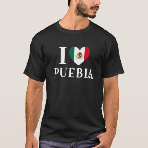 T-shirt I Love Puebla Heart Mexique Drapeau 1