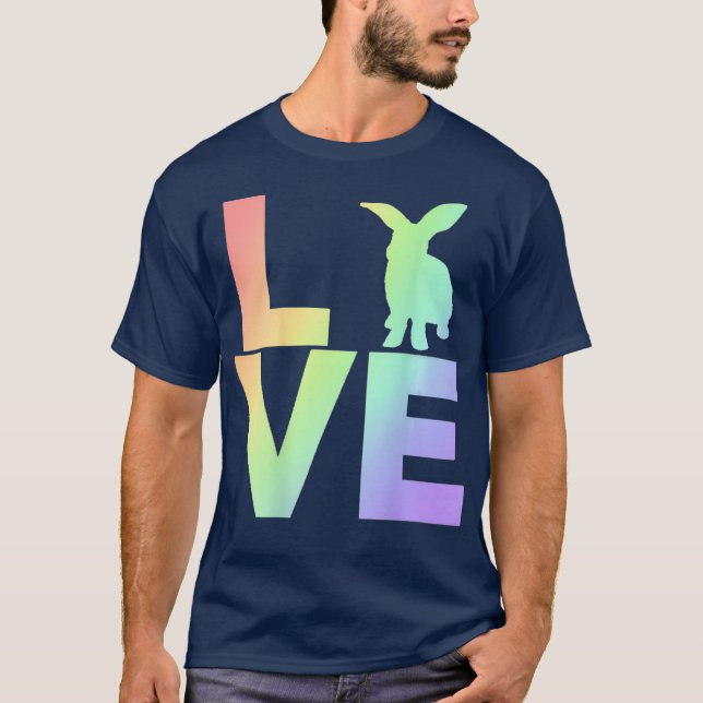 T-shirt I Love Rabbits Rainbow Rabbit Silhouette RETOUR (Devant)