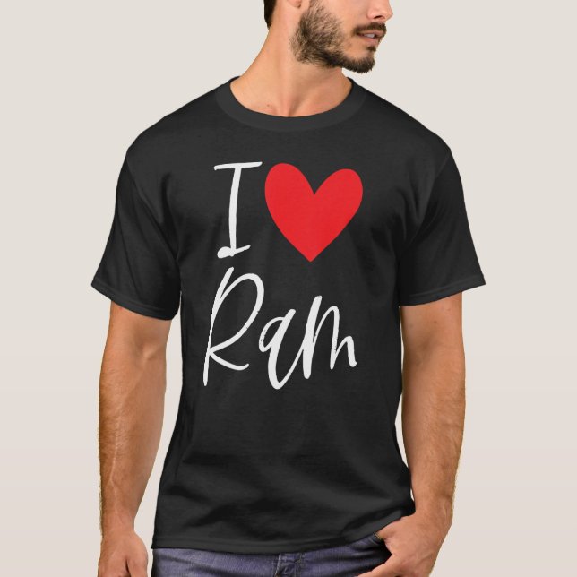 T-shirt I Love Ram Nom Personnalisé Garçon Homme Bff Ami I (Devant)