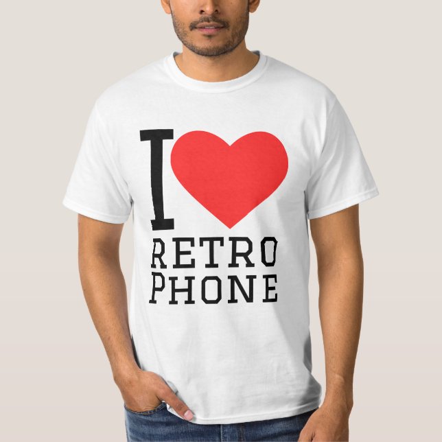 T-shirt I love retro phone (Devant)