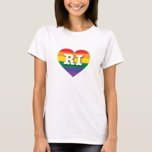 T-shirt I Love Rhode Island Rainbow Heart