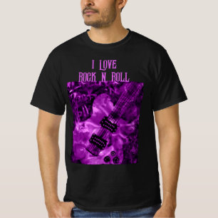 T-shirt I Love Rock N Roll Guitare Électrique Peinture Vio