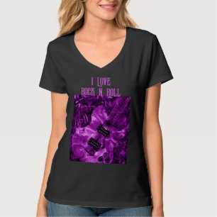 T-shirt I Love Rock N Roll Guitare Électrique Peinture Vio