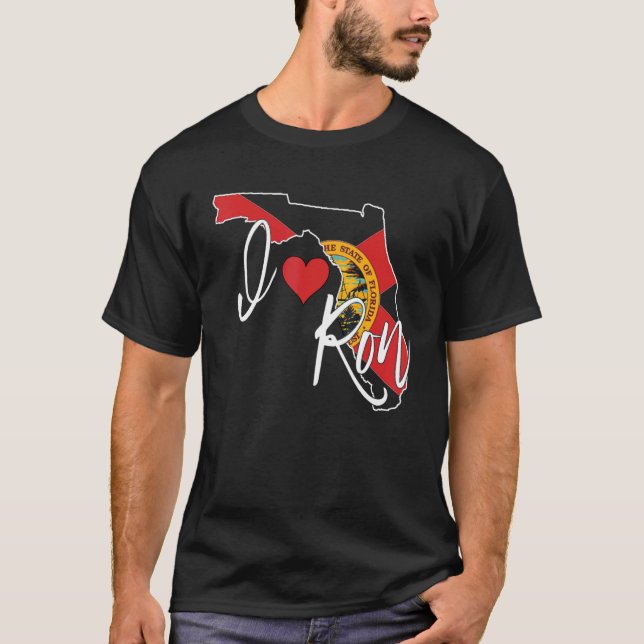 T-shirt I Love Ron Desantis Florida Gouverneur Heart Elect (Devant)