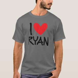 T-shirt I Love Ryan Nom Hommes Personnalisés Guy BFF Ami H