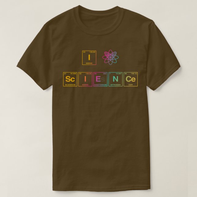 T-shirt I LOVE SCIENCE écrite dans des éléments de tableau (Design devant)
