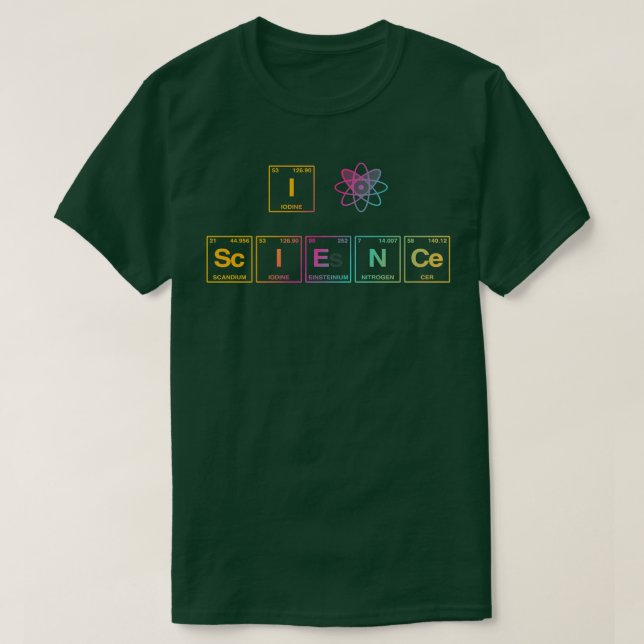 T-shirt I LOVE SCIENCE écrite dans des éléments de tableau (Design devant)