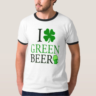 T-shirt I Love "Shamrock" Bière Verte St. Patrick's Day