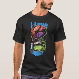 T-shirt I Love Squids poulpe céphalopode océan été mignon