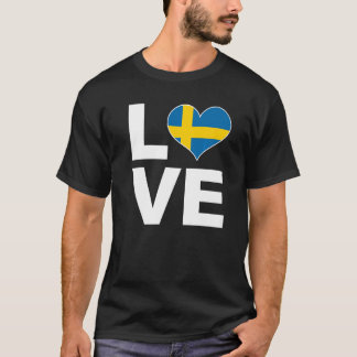 T-shirt I Love Suède Coeur Drapeau Suède