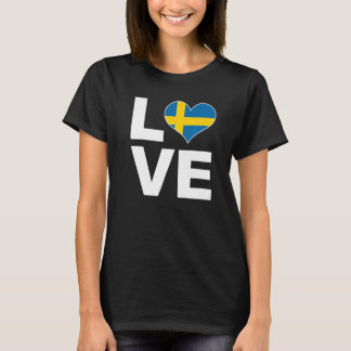 T-shirt I Love Suède Coeur Drapeau Suède