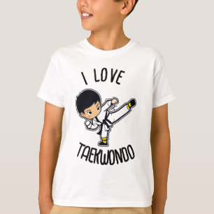 T-shirt I Love Taekwondo Kids Martial Art Cartoon Art