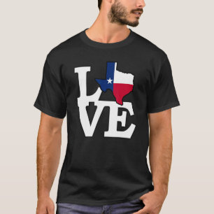 T-shirt I Love Texas Lone Star State Flag Texan Houston Da