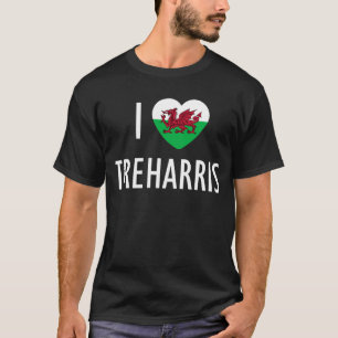 T-shirt I Love Treharris Pays de Galles Drapeau Coeur Drag