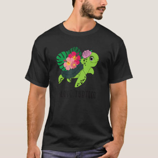 T-shirt I Love Turtles Sourire Visage Tortue Tropical Hibi