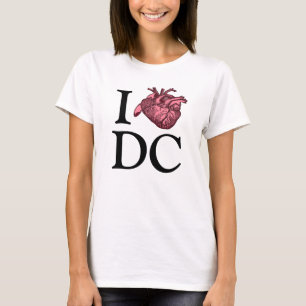 T-shirt I Love Wash, DC avec un coeur anatomiquement corre