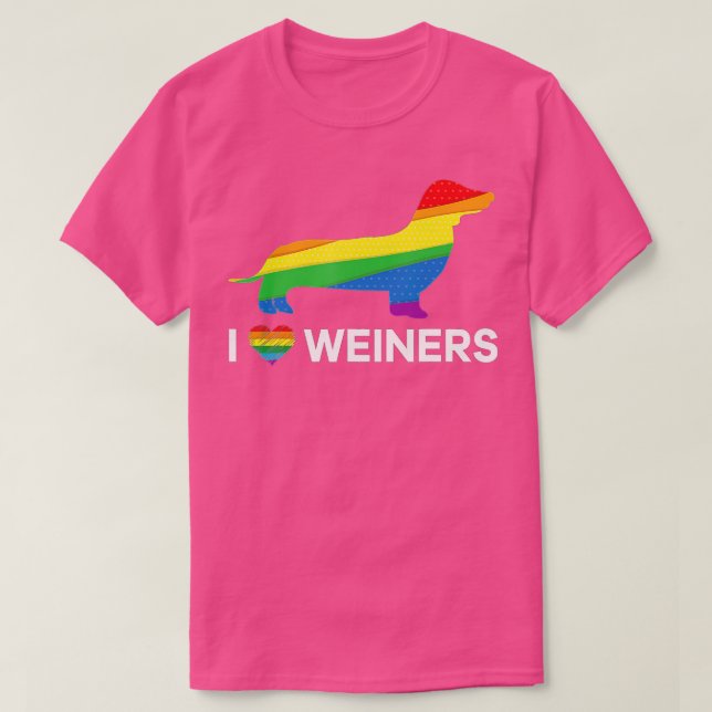 T-shirt I Love Weiners Dachshund LGB Gay Lesbian Pride   A (Design devant)