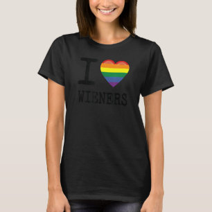 T-shirt I Love Wieners a Rainbow Pride LGBTQ Gay Bisexual
