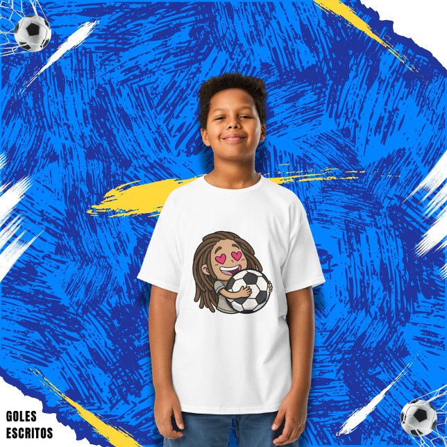 T-shirt I love you football, woman with dreadlocks (Créateur téléchargé)