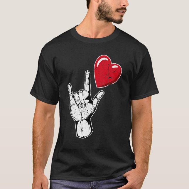 T-shirt I Love You Hand Sign Valentines Day Shirt Language (Devant)