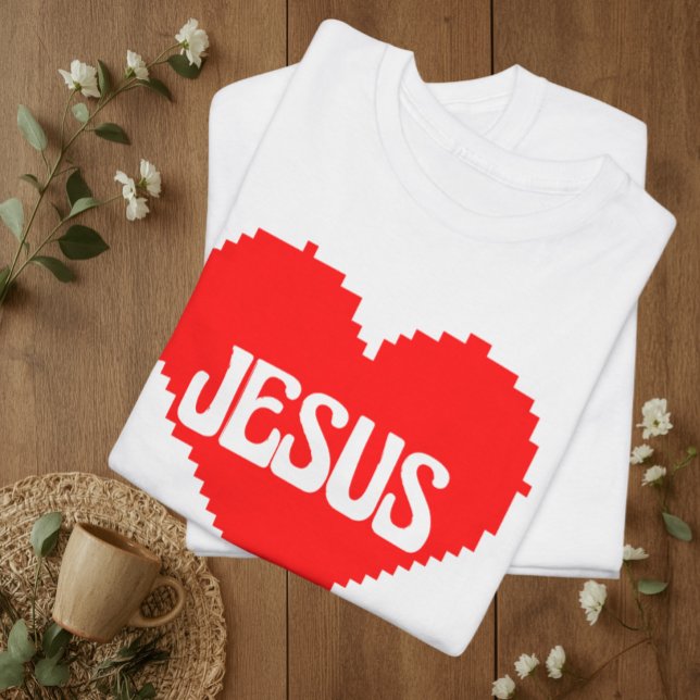 T-shirt I love you Jesus pixel art (Créateur téléchargé)