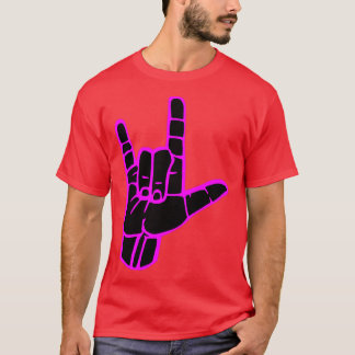 T-shirt I LOVE You signer main noire blanc contour des sig