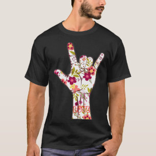 T-shirt I Lovely You Sign Language ASL Lovely Floral