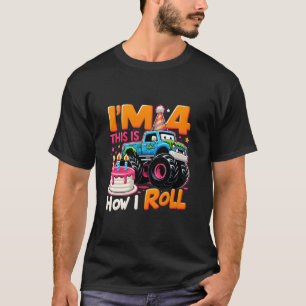 T-shirt I m 4 This I Roll 4th Birthday Boys Monster