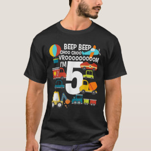 T-shirt I m 5 Birthday Boy 5th Anniversaire Trains Voiture