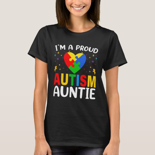 T-shirt I m a Proud Autism Aunt Autism Awareness Puzzle Pi (Devant)